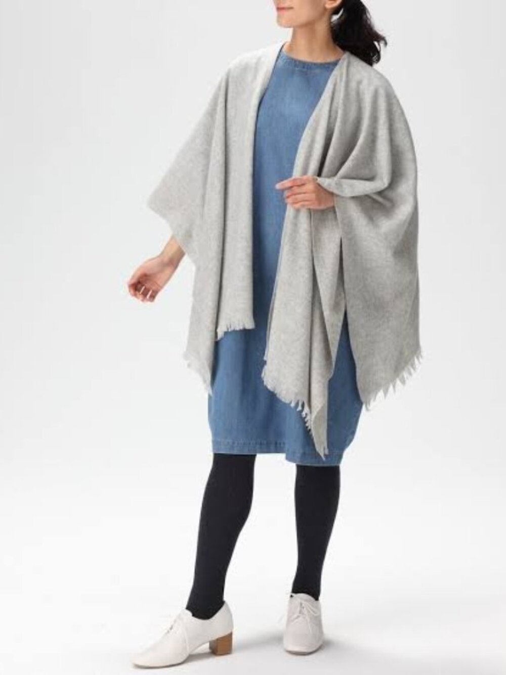 MUJI Gray Yak Wool Large Shawl